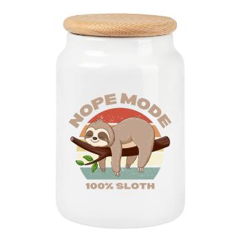 Nope Mode for All Sloths - Cookie Jar with Wooden Lid - white - Front