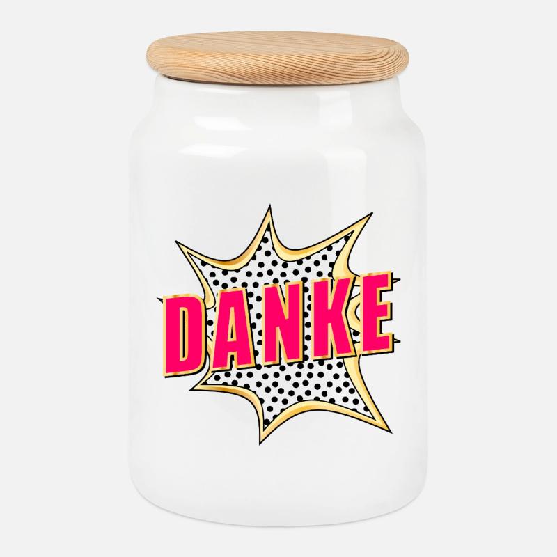 DANKESCHÖN DANKE POP-ART - Keksdose mit Holzdeckel - Weiß