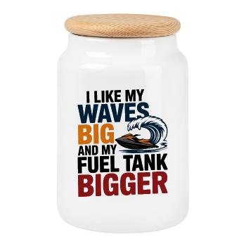 Humor Jetski Rider Fuel and Waves Design  - Cookie Jar with Wooden Lid - white - Front