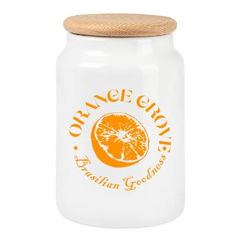 Emblème des agrumes de l’orangeraie - Boîte à biscuits avec couvercle en bois - blanc - Devant