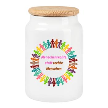 Human rights instead of right-wing people pink - Cookie Jar with Wooden Lid - white - Front