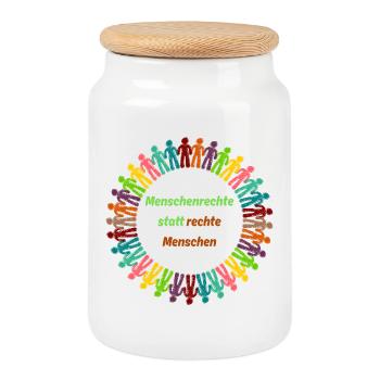 Human rights instead of right-wing people green - Cookie Jar with Wooden Lid - white - Front