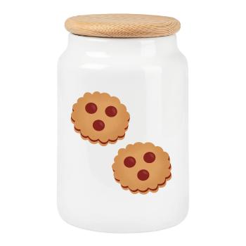 Biscuits fourrés à la confiture de Spitzbuben - Boîte à biscuits avec couvercle en bois - blanc - Devant
