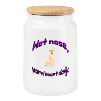 Nasse Nase, Warmes Herz, Tägliche Illustration - Keksdose mit Holzdeckel - Weiß - Vorne