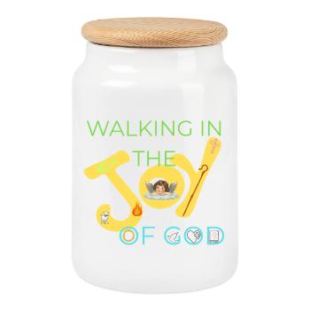Yes to God's Love-Motif - Cookie Jar with Wooden Lid - white - Front