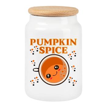 HERBST KAWAII GETRÄNKE PUMPKIN SPICE - Keksdose mit Holzdeckel - Weiß - Vorne