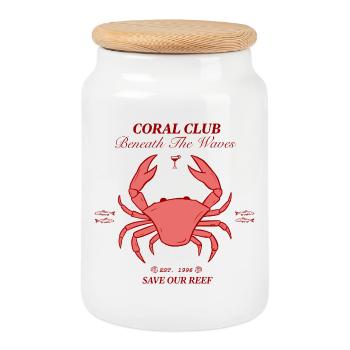 Coral Club Save Our Reef Illustration - Cookie Jar with Wooden Lid - white - Front