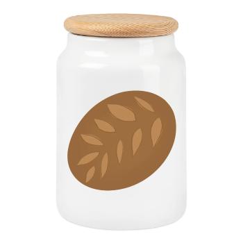 Sourdough Bread Loaf - Cookie Jar with Wooden Lid - white - Front