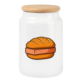 Truck Leberkäse - Cookie Jar with Wooden Lid - white - Front