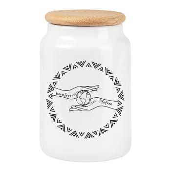 Hope, Freedom, Together - Cookie Jar with Wooden Lid - white - Front