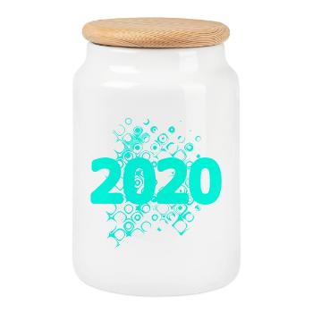 2020 - Boîte à biscuits avec couvercle en bois - blanc - Devant