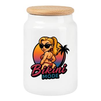Bikini Mode - Boîte à biscuits avec couvercle en bois - blanc - Devant