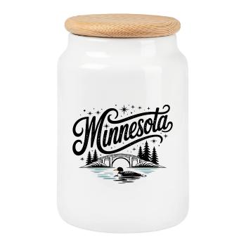Minnesota - Souvenir États-Unis State Design - Boîte à biscuits avec couvercle en bois - blanc - Devant