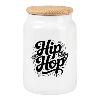 Hip Hop - Coole Musik Logo - Keksdose mit Holzdeckel - Weiß - Vorne
