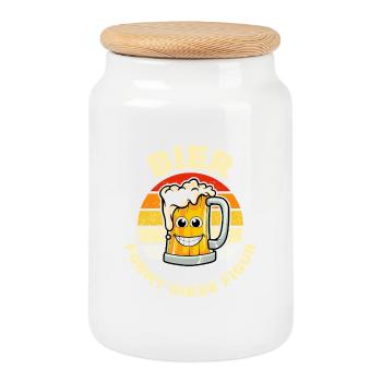 Beer forms this figure for beer drinkers - Cookie Jar with Wooden Lid - white - Front