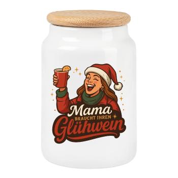 Maman a besoin de son vin chaud - Boîte à biscuits avec couvercle en bois - blanc - Devant