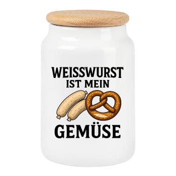 Weißwurst ist mein Gemüse - Keksdose mit Holzdeckel - Weiß - Vorne