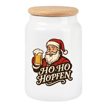 Ho Ho Hopfen - Keksdose mit Holzdeckel - Weiß - Vorne