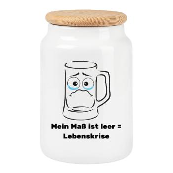 Ma mesure est vide design pour tous les amateurs de bière - Boîte à biscuits avec couvercle en bois - blanc - Devant