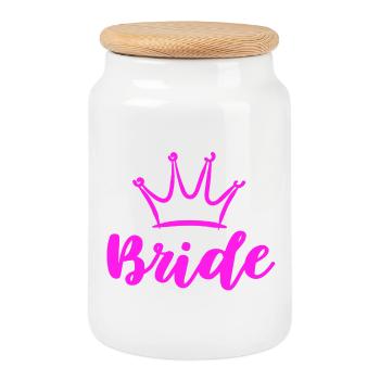 Conception de la mariée pour l’enterrement de vie de jeune fille Enterrement de vie de jeune fille - Boîte à biscuits avec couvercle en bois - blanc - Devant