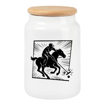 Unicorn hunter with bat - Cookie Jar with Wooden Lid - white - Front