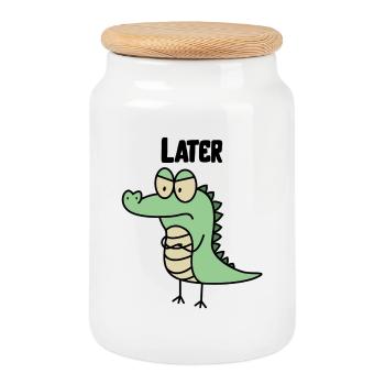 Lustiges Later Alligator Design, Sarkasmus Kroko - Keksdose mit Holzdeckel - Weiß - Vorne