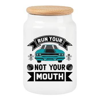 Classic Music Title with Car Symbol - Cookie Jar with Wooden Lid - white - Front