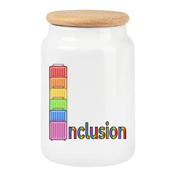 INCLUSION PRIDE RAINBOW SUITCASE - Cookie Jar with Wooden Lid - white - Front