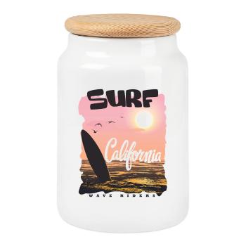 California Surfer Sonnenuntergang - Keksdose mit Holzdeckel - Weiß - Vorne