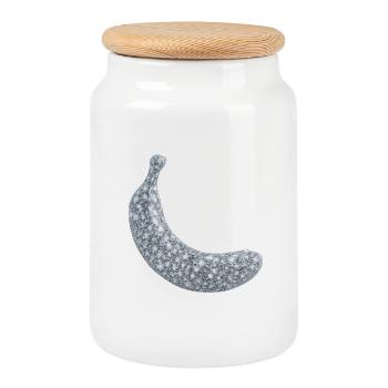 Snow Frost Diamond Banana - Cookie Jar with Wooden Lid - white - Front