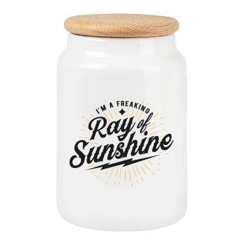 Freaking Ray of Sunshine Design - Cookie Jar with Wooden Lid - white - Front