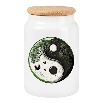 Yin and Yang Nature Version :) - Keksdose mit Holzdeckel - Weiß - Vorne