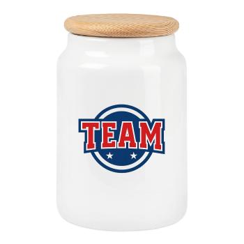 Team Logo Design - Keksdose mit Holzdeckel - Weiß - Vorne