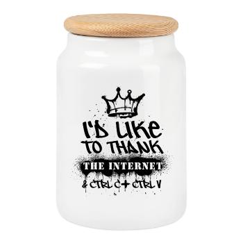 Class Shirts Ich möchte mich beim Internet bedanken - Keksdose mit Holzdeckel - Weiß - Vorne