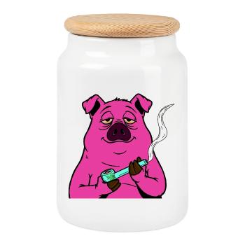 SAU relaxes - Cookie Jar with Wooden Lid - white - Front