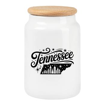 Tennessee - Souvenir USA State Design - Boîte à biscuits avec couvercle en bois - blanc - Devant