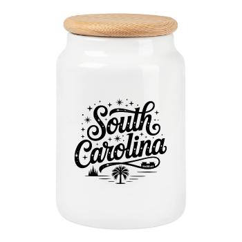 Caroline du Sud - Souvenir USA State Design - Boîte à biscuits avec couvercle en bois - blanc - Devant