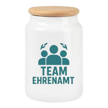 Team Ehrenamt Motivationsdesign - Keksdose mit Holzdeckel - Weiß - Vorne
