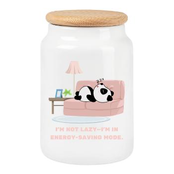 I'm Not Lazy Design for those who like to sleep - Cookie Jar with Wooden Lid - white - Front