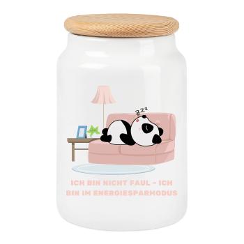 I'm not lazy - I'm in power saving mode - Cookie Jar with Wooden Lid - white - Front