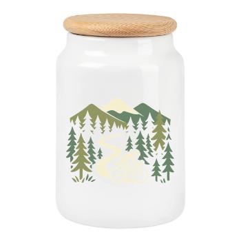 Motif VTT aventureux dans un cadre naturel - Boîte à biscuits avec couvercle en bois - blanc - Devant