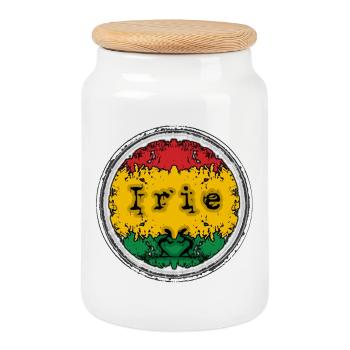 Reggae Irie - Cookie Jar with Wooden Lid - white - Front