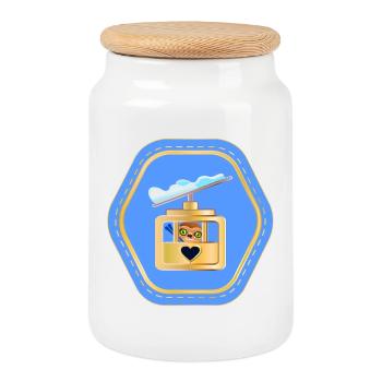 ENFANTS SKI REMONTÉES MÉCANIQUES VACANCES D'HIVER NEIGE - Boîte à biscuits avec couvercle en bois - blanc - Devant