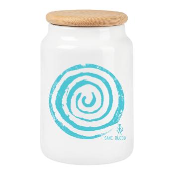 Abstrakte Spirale in Blau - Keksdose mit Holzdeckel - Weiß - Vorne