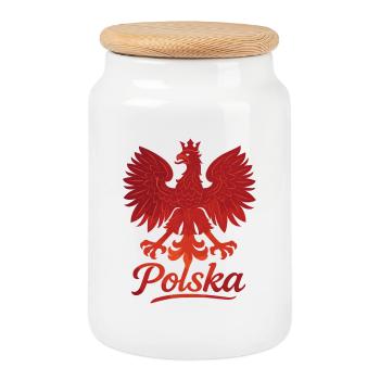 Polen Polska Adler Flagge Fahne rot Geschenk - Keksdose mit Holzdeckel - Weiß - Vorne