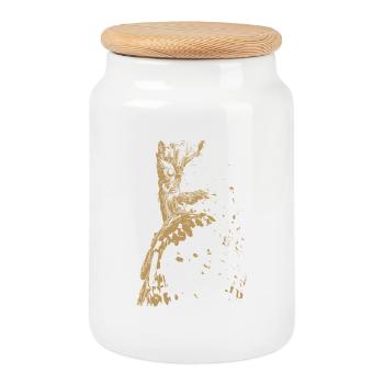 The owl with the word wisdom of which it is the symbol - Cookie Jar with Wooden Lid - white - Front