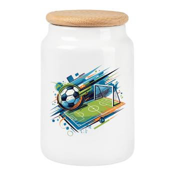 Dynamische Fußballillustration für aktive Fans - Keksdose mit Holzdeckel - Weiß - Vorne