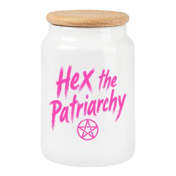 Hex The Patriarchy - Feminist Statement - Cookie Jar with Wooden Lid - white - Front