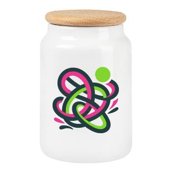 Abstract colorful ball - Cookie Jar with Wooden Lid - white - Front