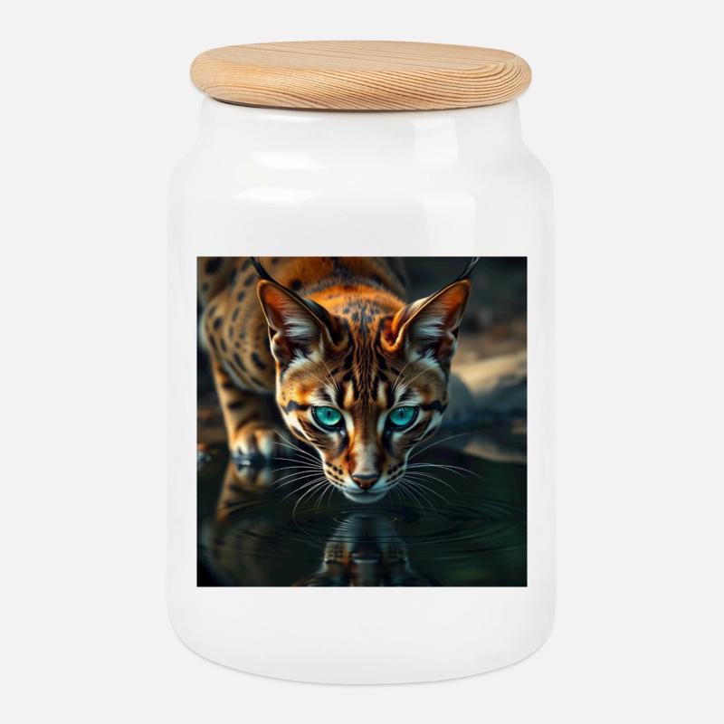 Katzenmystik - Keksdose mit Holzdeckel - Weiß